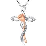 Zilveren Zilveren Diamanten kettingen  voor een Valentijnsdag met motief van Roos voor Meisjes 