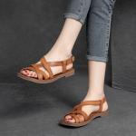 Casual Oranje Koeienleren Platte sandalen voor Dames 