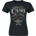 Rockabilly Zwarte Johnny Cash Effen T-shirts Ronde hals  in maat S met Korte mouwen voor Dames 