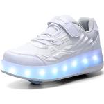 Witte Rolwiel LED sneakers & Lichtgevende Sneakers  in maat 37 met Klittenbandsluitingen voor Meisjes 