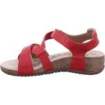 Rode Kalfsleren Josef Seibel Platte sandalen  voor de Zomer Sleehakken  in 40 met Hakhoogte 3cm tot 5cm met Klittenbandsluitingen voor Dames 