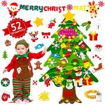 JOTOL Vilten Kerstboom,Vilt Kerstboom Set,van 52 Stuks Verwijderbare Ornamenten Vilt Kerstboom Kinderen Set,Doe-Het-Zelf Vilten Kerstboomdecoratie voor Thuisdeur