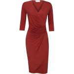 Casual Rode Lycra Stretch Geplooide Casual jurken  in maat XXL met Driekwart mouwen voor Dames 