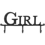 Kapstok met 3 kapstokhaken Girl Riverdale 40 x 28 cm zwart