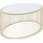 Kare Design salontafel Wire Uno Gold, moderne salontafel in ovale vorm met tafelblad van glas, met frame in de kleur messing, ronde, grote bijzettafel, koffietafel, 40,5 x 90 x 60 cm (h x b x d)