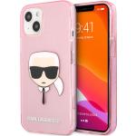 Roze Siliconen Karl Lagerfeld iPhone hoesjes met Glitter 
