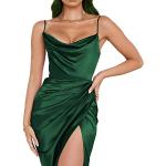 Sexy Donkergroene Leren Party jurken V-hals  in maat XL Maxi asymmetrische voor Dames 