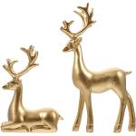 Kerst rendier beelden gouden elanden: goud hars hert miniatuur beeldje Xmas kunstdier ambachten thuis kantoor bureau boekenzelf teller decor 2 stuks