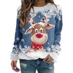 Casual Blauwe Lycra Sweatshirts  voor een Kerstmis  voor de Winter  in maat XXL voor Dames 