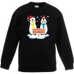 Zwarte Polyester Kinder kersttruien  in maat 146 met motief van Pinguin 