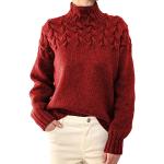 Rode Gebreide Werksweaters  voor een Kerstmis  voor de Winter V-hals  in Grote Maten  in maat L voor Dames 