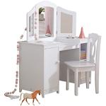 KidKraft 13018 Luxe houten kinderkaptafel met spiegel, stoel en opbergruimte, meubilair voor de kinderslaapkamer of speelkamer