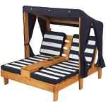 KidKraft 524 houten ligstoel voor 2 kinderen met bekerhouders, tuinmeubilair voor kinderen, marineblauw en wit