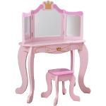 KidKraft 76123 Princess houten kinderkaptafel met spiegel en krukje, voor de kinderkamer of speelkamer, roze