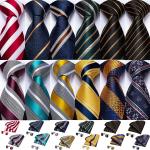 Klassieke Grijze Zijden Handwas Gestreepte Gestreepte stropdassen voor Heren 