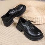 Klassieke Microfiber Derby schoenen met Hakhoogte 3cm tot 5cm met Ronde neuzen met Vetersluitingen voor Dames 