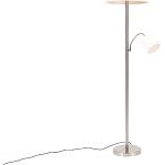 Klassieke vloerlamp staal met witte kap en leeslampje - Retro