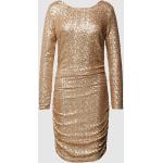 Gouden Polyester Stretch Paradi Pailletten jurken V-hals Knielang met Sequins in de Sale voor Dames 