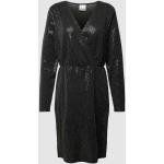 Zwarte Polyester Stretch ICHI Pailletten jurken V-hals  in maat S Knielang met Sequins voor Dames 