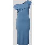 Lichtblauwe Polyester Stretch Ralph Lauren One shoulder jurken One Shoulder Knielang voor Dames 
