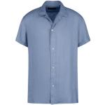 Blauwe Linnen Drykorn Overhemden korte mouwen  in maat M voor Heren 