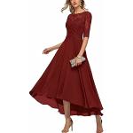 Bordeaux-rode Chiffon Party jurken  voor een Bruid U-hals  in maat 5XL met Halve mouwen Enkellang voor Dames 