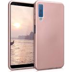 kwmobile telefoonhoesje compatibel met Samsung Galaxy A7 (2018) hoesje - Zachte case voor smartphone - Back cover in metallic roségoud
