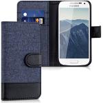 kwmobile telefoonhoesje compatibel met Samsung Galaxy S4 Mini - Hoesje met pasjeshouder in donkerblauw/zwart - Case met portemonnee