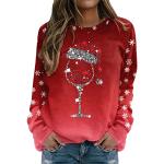 Casual Rode Polyester Hoodies  voor een Kerstmis Ronde hals  in maat XXL voor Dames 