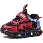 Rode LED / Oplichtend / Gloeiend Spider-Man LED sneakers & Lichtgevende Sneakers  in maat 26 met Klittenbandsluitingen voor Babies 