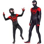 Leezeshaw Jongens Superheld Kostuums Unisex Volwassenen Kinderen Spider Verse Miles Morales Jumpsuit Bodysuit Zwarte Spider Panty Zentai Kostuums