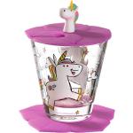 Roze Glazen LEONARDO Meme / Theme Unicorn Rietjes met motief van Eenhoorns 
