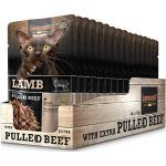 Leonardo Zak [16 x 70 g lam met extra verkruimeld rundvlees] pulled beef | graanvrij natvoer voor katten | compleet voer voor katten