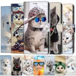 Leuke Kat Dier Serie Lederen Telefoon Case Voor Samsung Galaxy J1 J3 J5 J7 A3 A5 2016 J2 Core j4 J6 Plus S10 S21 Ultra