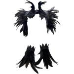 Gothic Zwarte Veren Carnavalshandschoenen met motief van Halloween 2 stuks voor Dames 