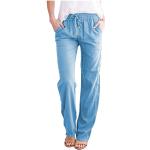 Casual Hemelblauwe Corduroy Stretch All over print Boyfriend jeans  voor de Winter  in maat XL voor Dames 