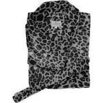 Zwarte Fleece Ochtendjassen  in maat XL met motief van Luipaard voor Dames 