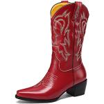Cowboy Rode Rubberen Halfhoge laarzen Blokhakken  in 39 met Hakhoogte 3cm tot 5cm voor Dames 