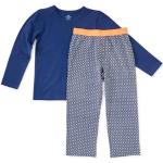 Blauwe Little Label Geblokte Kinderpyjama's  in maat 164 Bio voor Jongens 