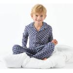 Klassieke Blauwe Little Label Geblokte Kinderpyjama's  in maat 164 Bio voor Jongens 