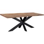 Livingfurn - Moderne Eetkamertafel - Spider Tafel Poot - Eettafel van Riverwood en Gecoat Staal - 200cm - Bruin