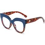 Blauwe Ovale brillen  in maat M met motief van Luipaard voor Dames 