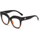 Retro Zwarte Ovale brillen met motief van Luipaard voor Dames 