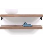 Looox Wooden Collection duo base shelf met handdoekhouders mat zwart eiken/mat zwart