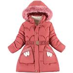 Rode Bonten Gewatteerde Lange kinder winterjassen  in maat 116 voor Meisjes 