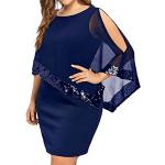 Casual Blauwe Chiffon Party jurken V-hals  in maat S voor Dames 