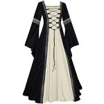 Retro Zwarte Linnen Bloemen Party jurken  voor een Bruid  in maat 5XL met Lange mouwen Maxi met motief van Halloween met Glitter voor Dames 