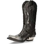 M-7921-S3 zwarte vlam boots leer biker cowboy laarzen, zilver, 43 EU
