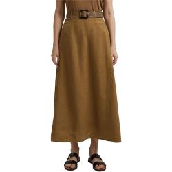 Made Of Linen: Maxi Skirt With Belt Bark