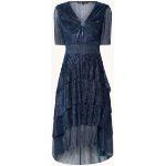 Maje Midi jurk met lurex en volant - Donkerblauw